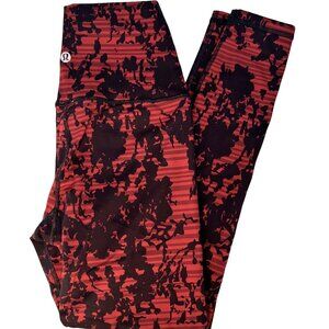Lululemon Wunder Under Hi-Rise 7/8 Tight 25” Size 8 Red and Black Floral